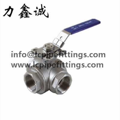 Stainless Steel Three way ball valve with high mounting pad 1000PSI/PN63 T type valves SUS304 NPT/PT THREAD/SCREWED